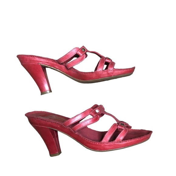 AEROSOLES Red Leather Strappy Heel Sandals Size 8.5 - Picture 1 of 16